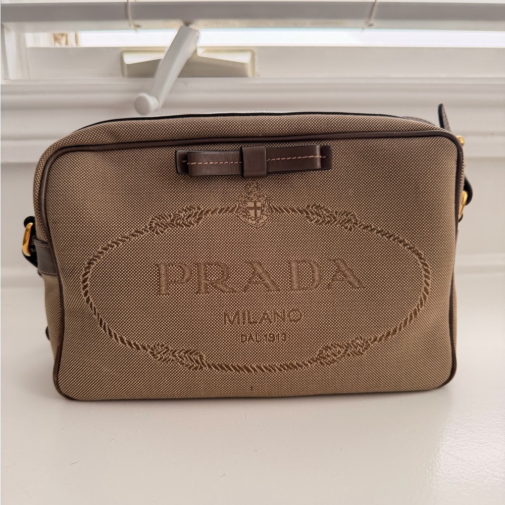 Prada Tan/Brown Women Cloth Shoulder Bag